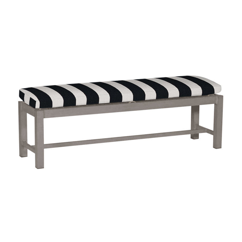 Banc en aluminium 60 po Club - Huître, Welt, Sunbrella® ‑ Cabana à rayures minuit, Huître