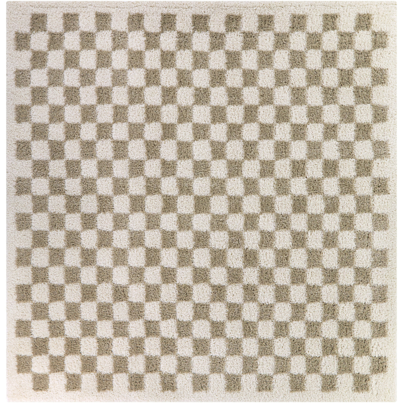 Walker Beige Checkered Shag Rug, Square 6'7"