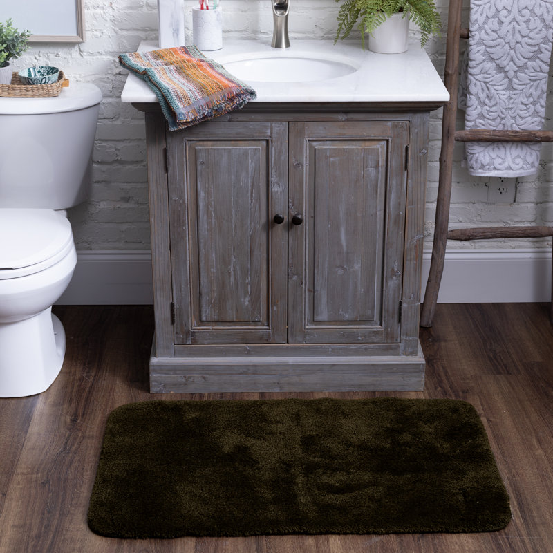 Tapis pour salle de bain en nylon touffeté à la machine Gaerwn, Espresso brun, L 24 po x L 40 po