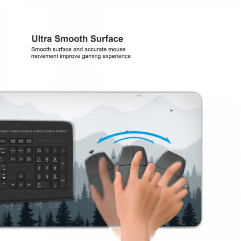 Large Mouse Pad, Full Desk XXXL Extended Gaming Mouse Mat 35" X 17", Misty Forest Design Background Mousepad Keyboard With Non-Slip Rubber Base For Gaming Office Laptop Computer, Tree