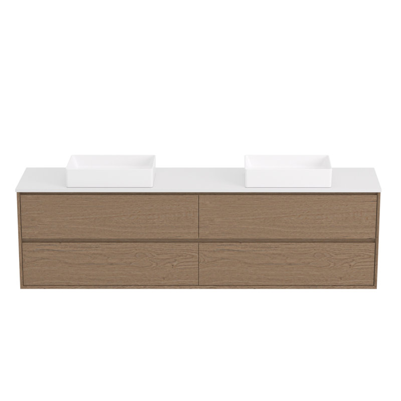 Meuble-lavabo flottant mural 84 po avec double vasque Melihcan