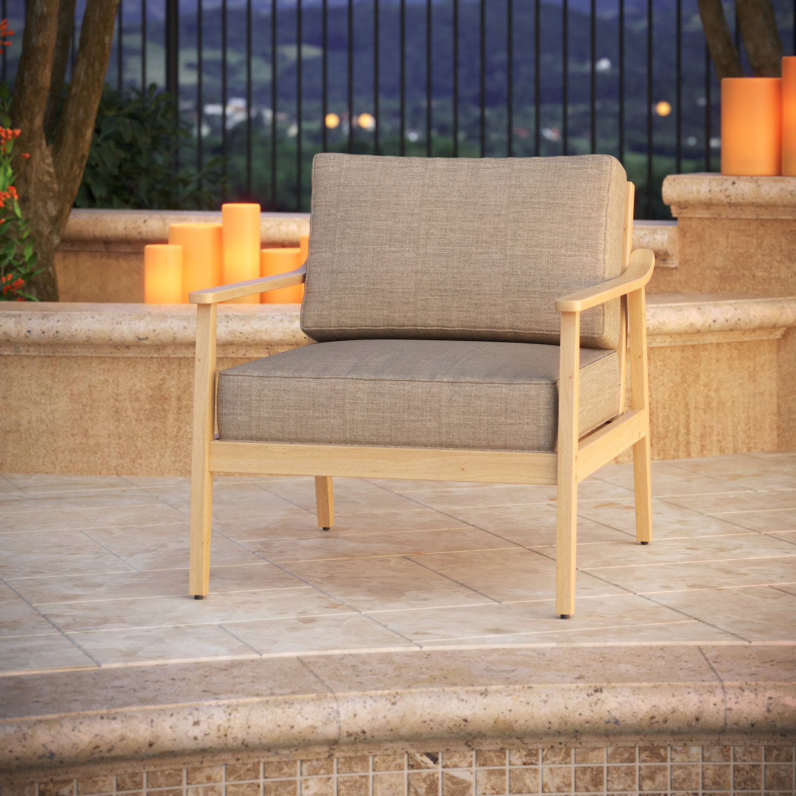 Lani Outdoor Sunbrella Seat/Back Cushion, Cast Shale Sunbrella® Plainweave