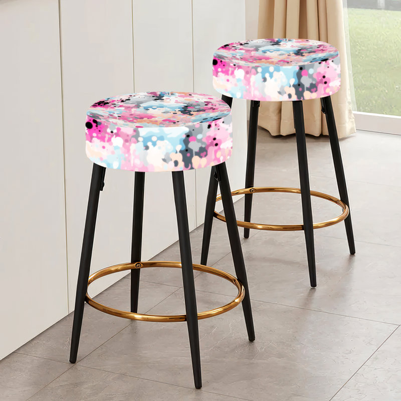 Ensemble de 2 tabourets de bar abstraits Pink Fusion Ideational
