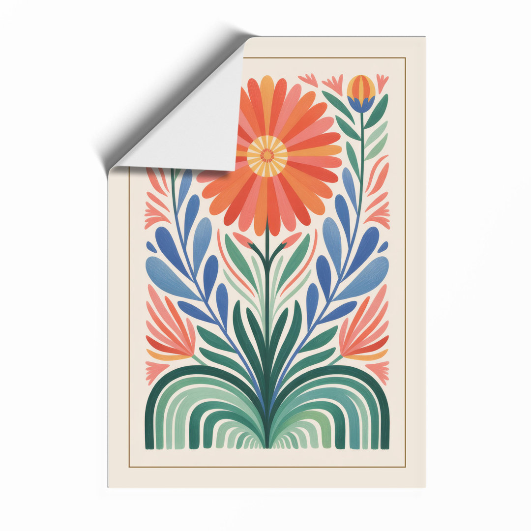 Stylized Daisy Bloom Botanical Framed Art Print