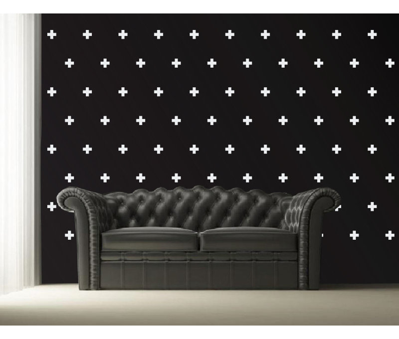 Décalcomanie murale à motifs croisés suisses, H 6 po x l 6 po x P 0,01 po, Blanc