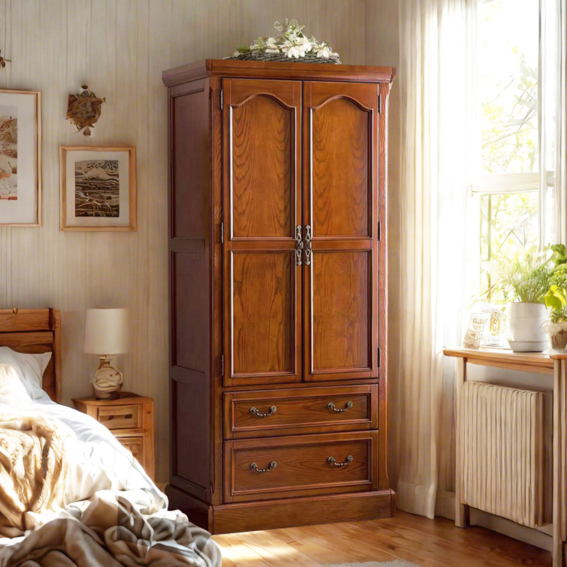 Armoire américaine en bois d'hévéa à double porte