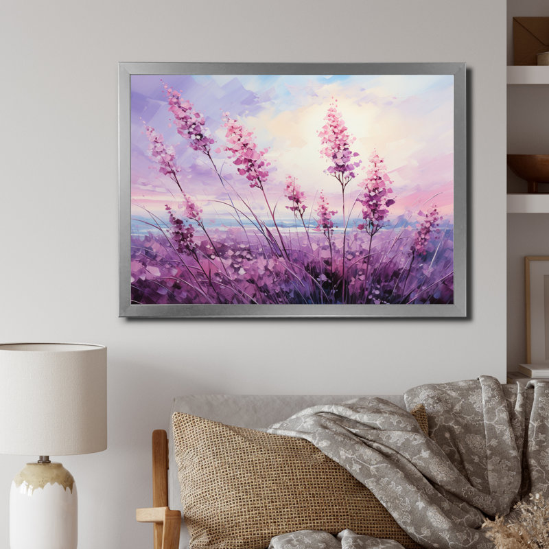Bladensburg Lilacs Field Pointillism Dot I Framed On Canvas Print, H 12 po x l 20 po x P 1 po, Cadre simple argenté