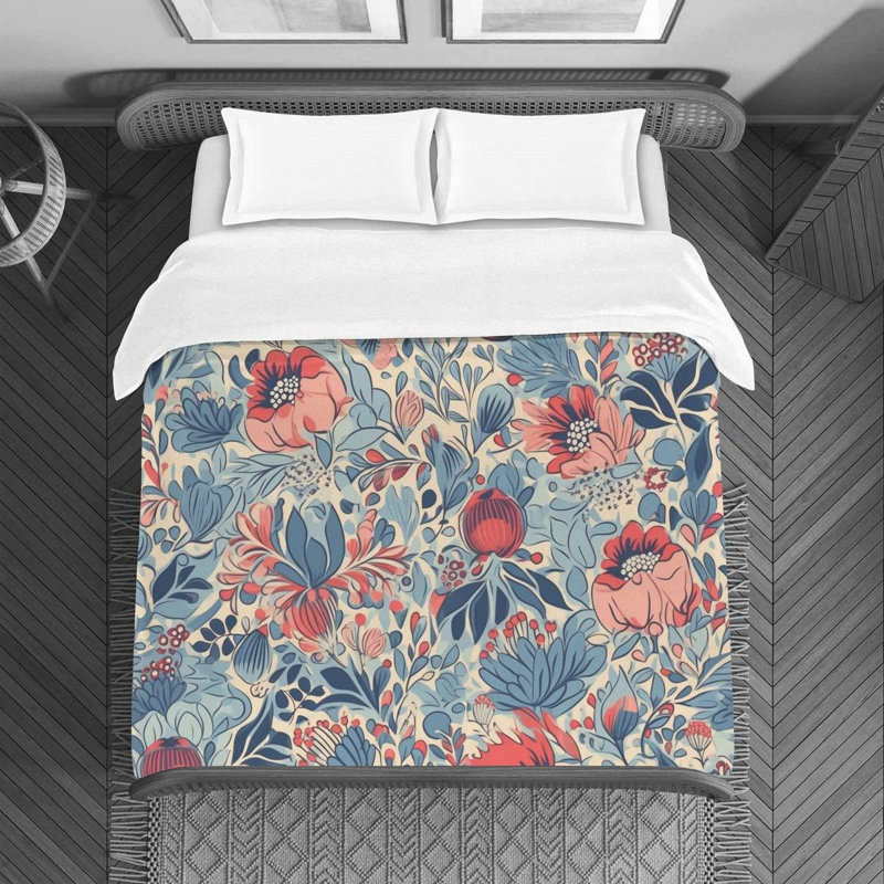  Literie à motif floral rétro, Housse de couette très grand
