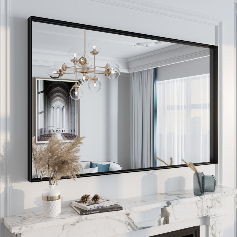 Miroir mural Aevar, 48 po x 30 po, Noir mat