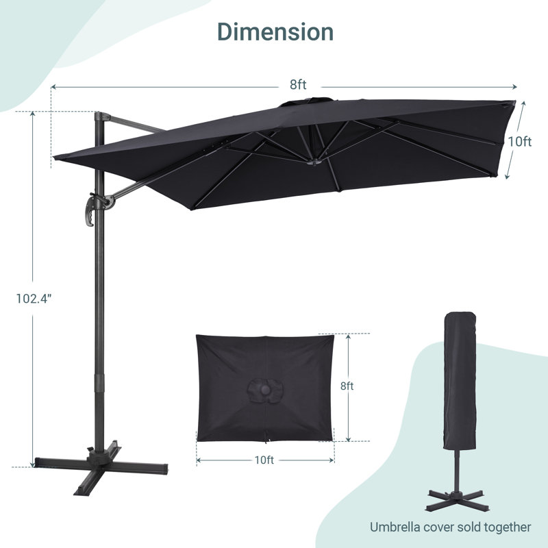 Parasol 96 po x 120 po Ruy, Tissu anthracite