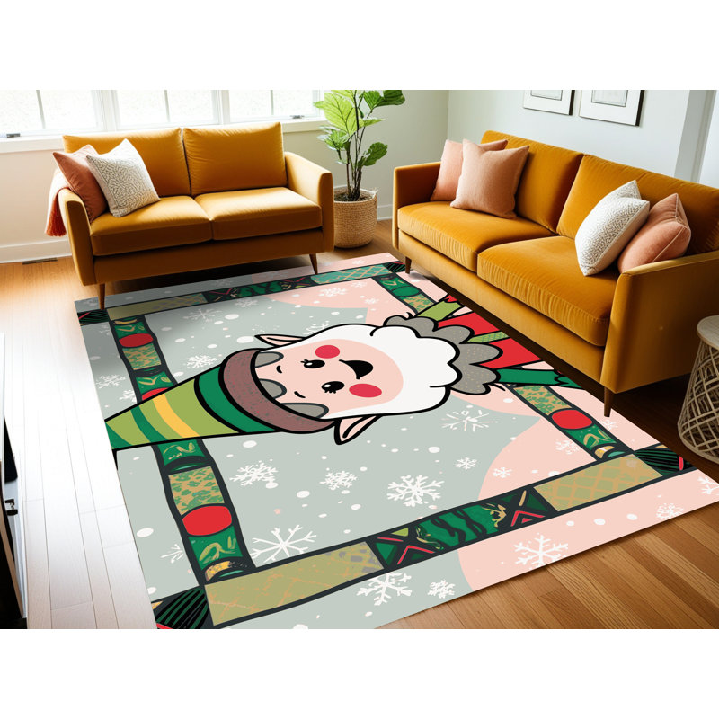 Tapis de vacances d'hiver de Noël lavable The Holiday Aisle®, Rectangle 6 pi x 9 pi