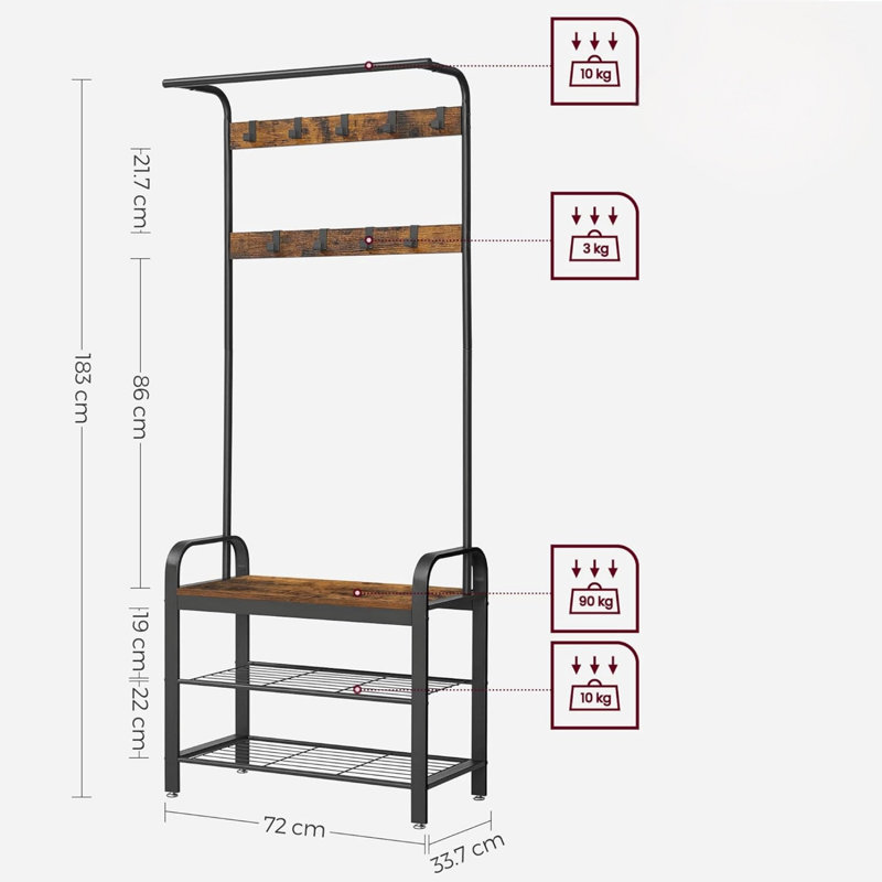 Freestanding 9 - Hook Coat Rack