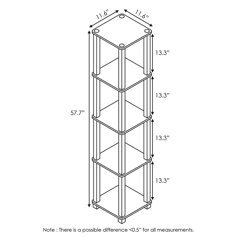 Étagère à livres en plastique H 57,7 "x l 11,6" Delyth, Noyer / tube carré brun