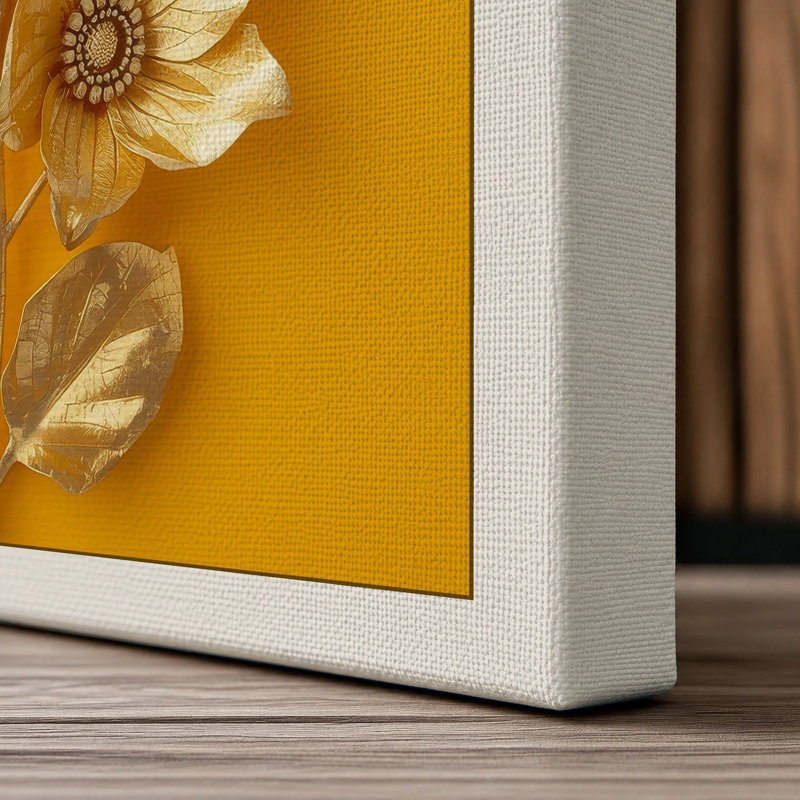 Golden Arrangement Botanical - Wrapped Canvas, 36x24 - 91.4 x 61.0 cm, Cream Border