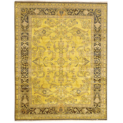 High-Quality Hand-Knotted Gold And Black Area Rug
