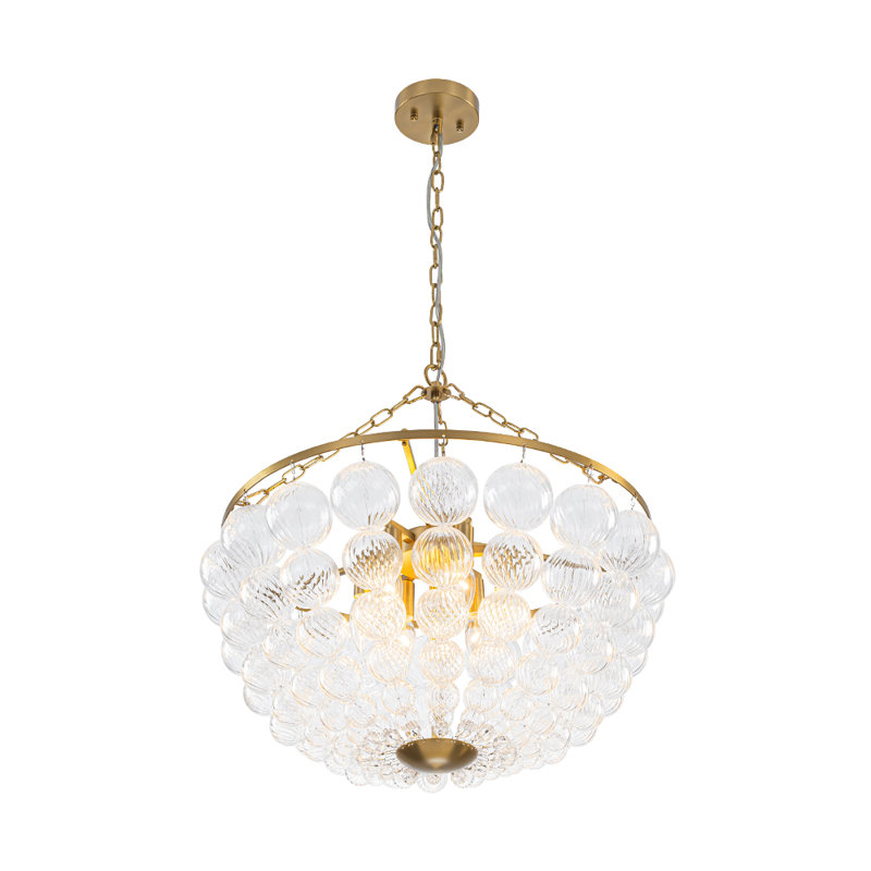 Lustre bol moderne en verre de luxe, 6 lumières