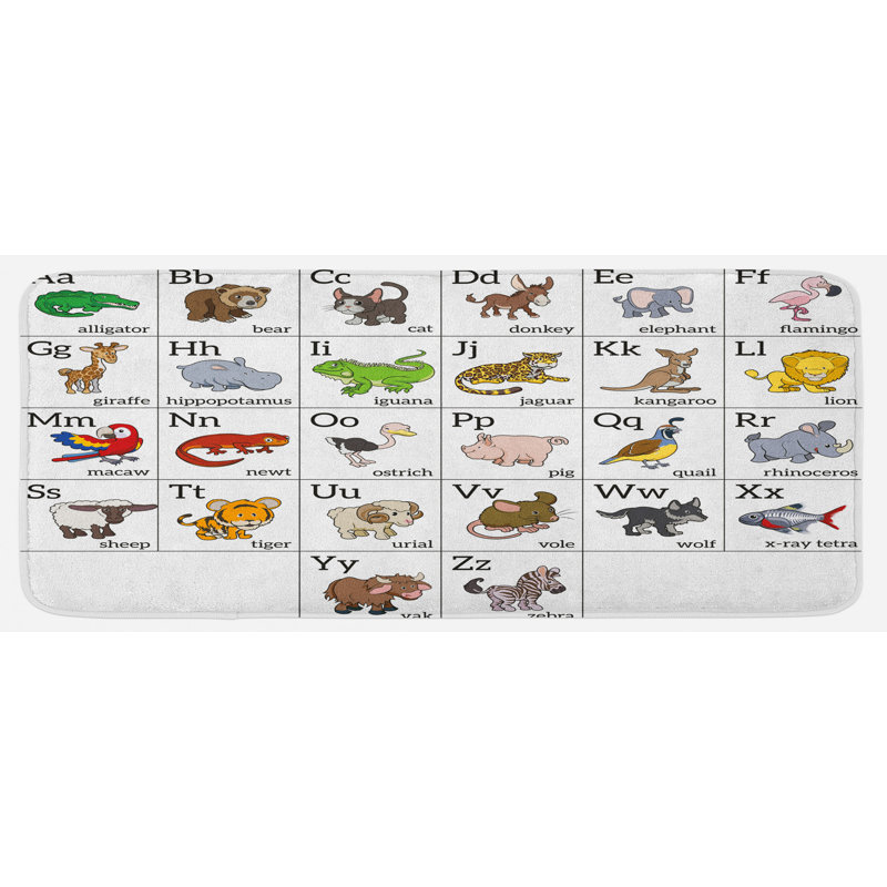 Alphabet, tableau d'apprentissage avec dessin d'animaux