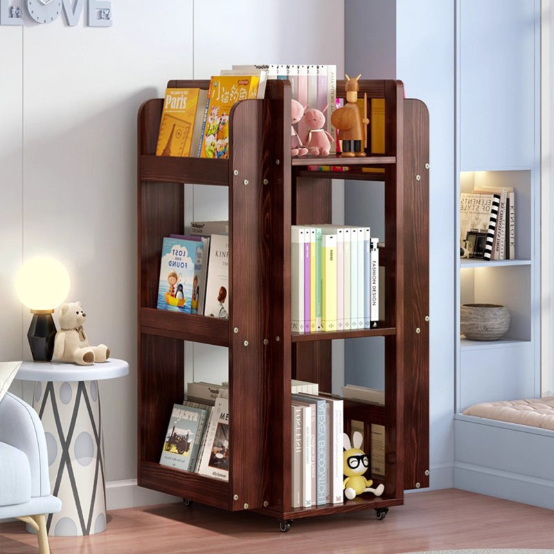Nut-Brown Modern Solid wood Rotating Bookshelf, Nut Brown
