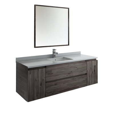 Loon Peak Formosa 60"" Wall-Mount Single Sink Bathroom Vanity Set with Mirror (Faucet Not Included) -  Fresca, FVN31-123612ACA