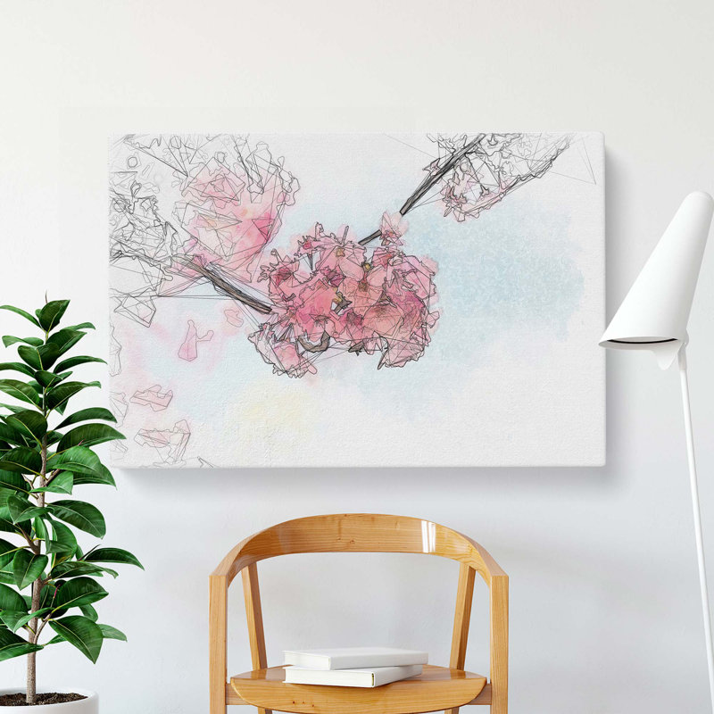 Pink Sakura Blossom Tree in Bloom in Abstract - Wrapped Canvas, 40cm H x 60cm W x 3cm D