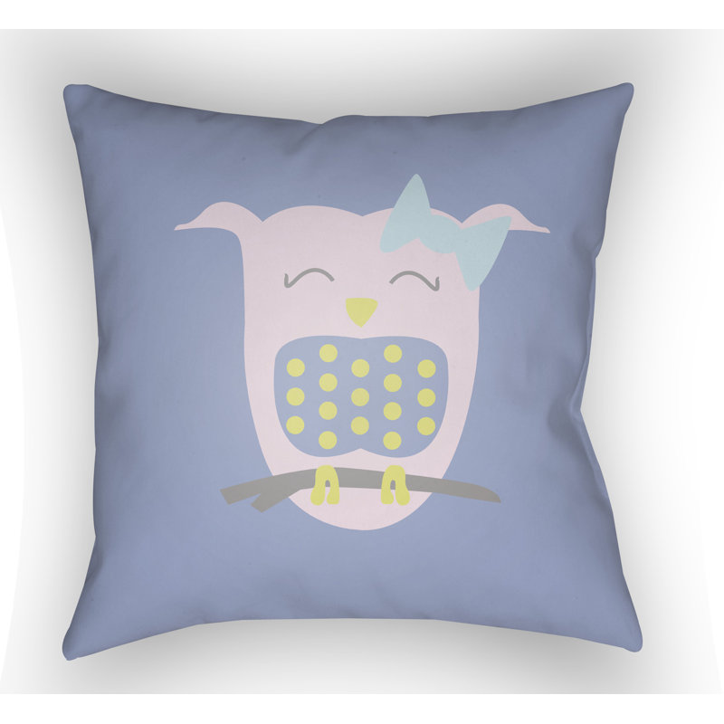 Littles Owl Throw Pillow, 20" H x 20" W x 4" D, Light Blue