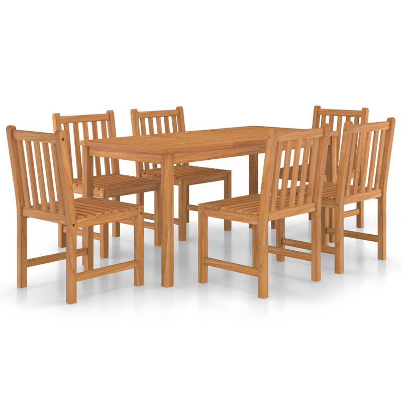 Corby 6 - Person Teak Patio Dining Set with Rectangular Table, 77cm H x 80cm W x 160cm D