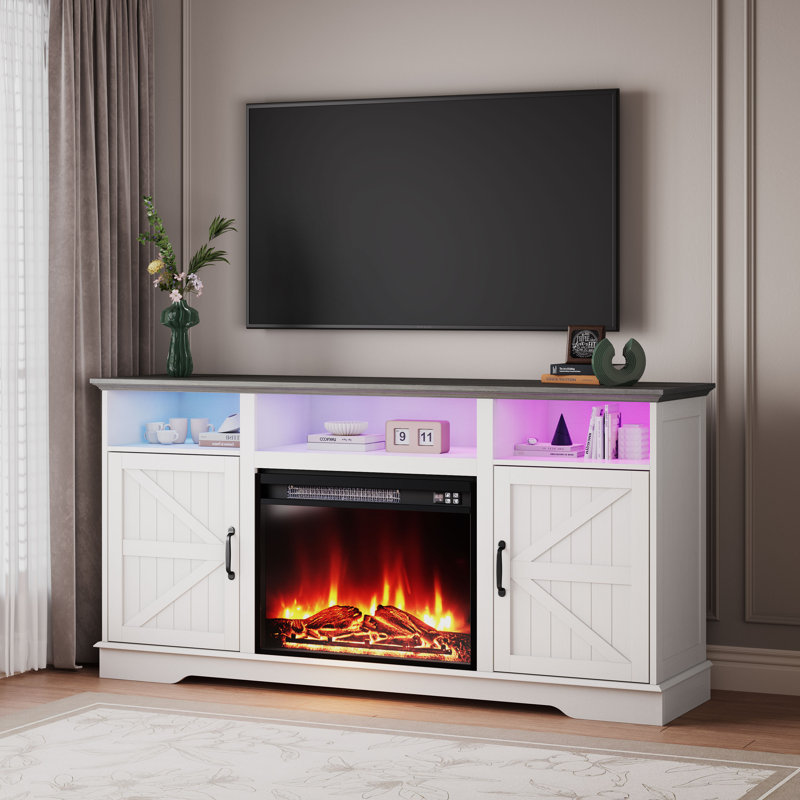 Tv Stand With Fireplace, White