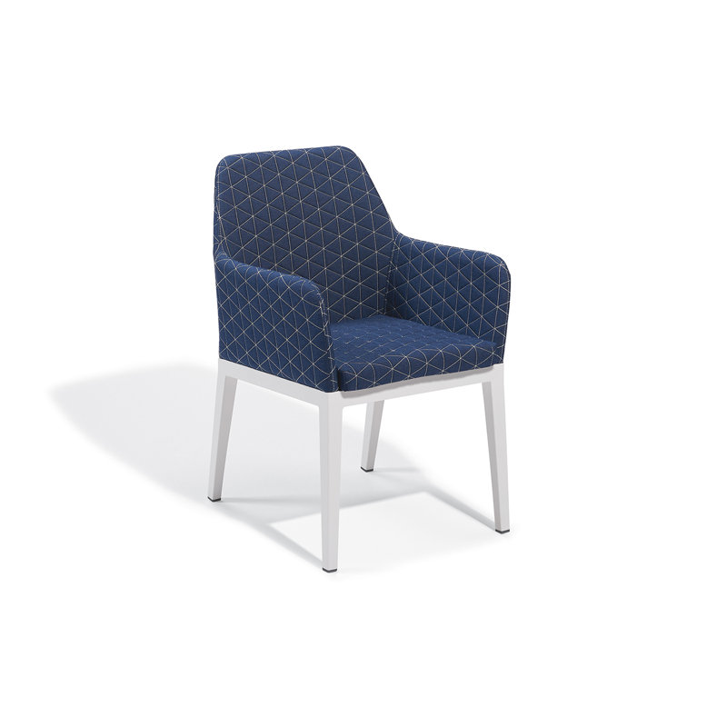 Chaise de terrasse avec coussin Oland, Craie, Spectre indigo Sunbrella®