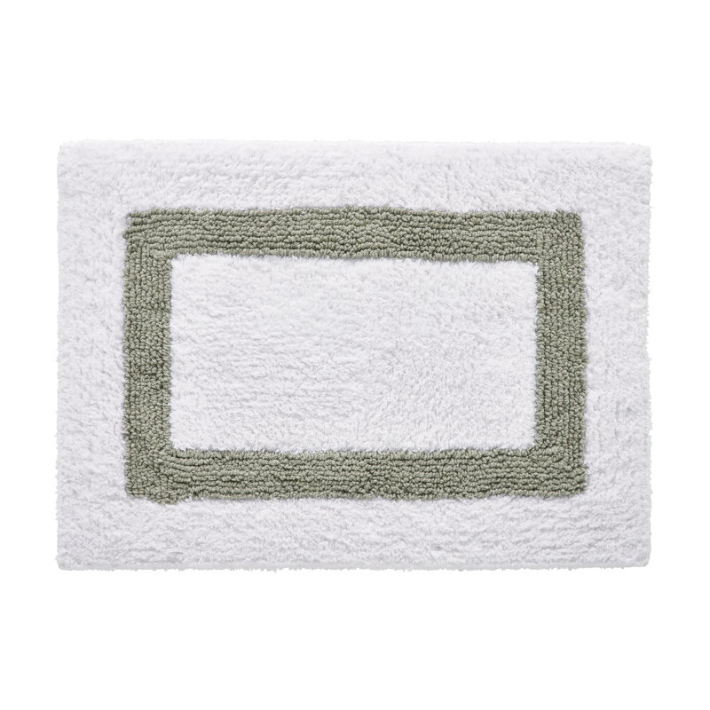 Atle Reversible Cotton Tufted Bath Rug Set, 3PC (17" x 24" | 21" x 34" | 24" x 40"), White/Dark Sage