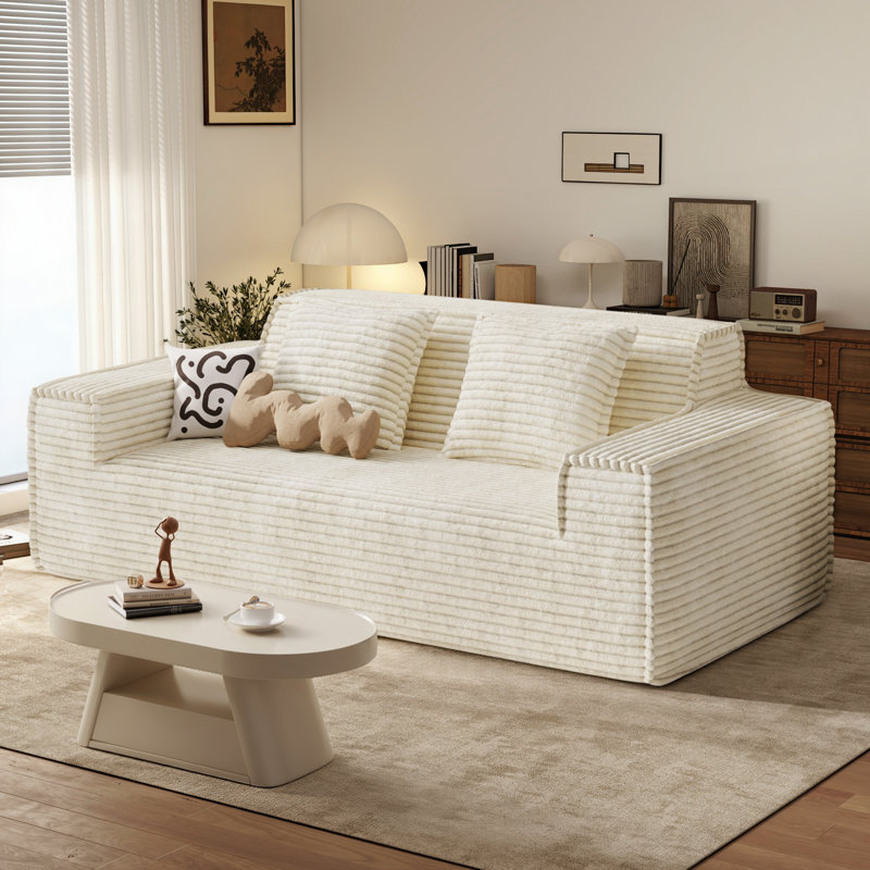 2 Seater Corduroy Loveseat, Beige