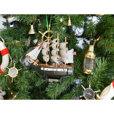 6'' Wood Nautical Holiday Shaped Ornament