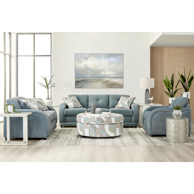 Causeuse rembourrée Hughes Furniture 23600 Hughes Furniture, Croiseur aigue-marine