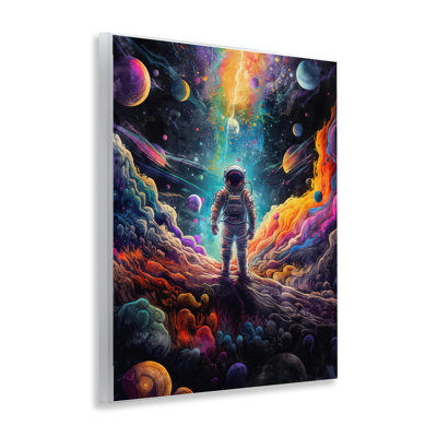 Astronaut on Planet Terrain Wall Plaque Art by Nina Blue
