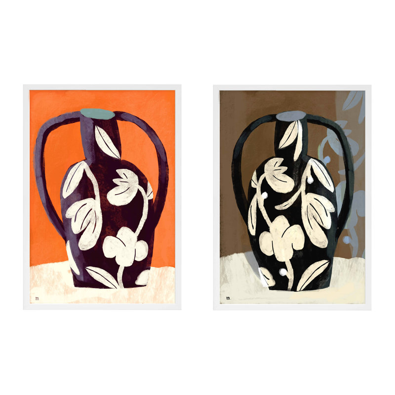 Black Vases Print by Marco Marella For Studio M, White Framed Paper, 20" H x 14" W x 1.25" D