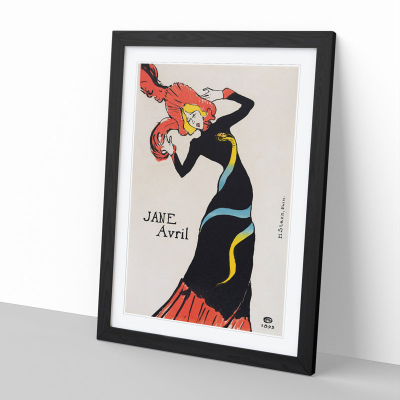 Jane Avril Vol.1 by Henri De Toulouse-Lautrec - Picture Frame Painting, 48cm H x 36cm W x 2cm D, Black
