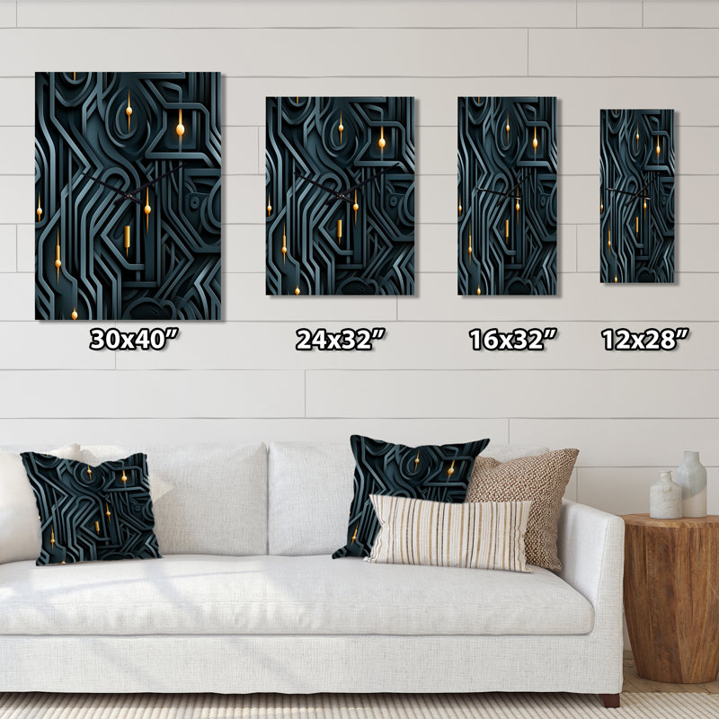 Enigmatic jaune noir - horloges murales modernes, Grand