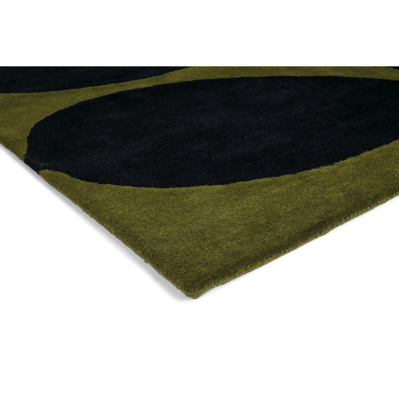 Hand Tufted Wool Floral Area Rug in Black/Green/Orange, Rectangle 3'11" x 5'11"