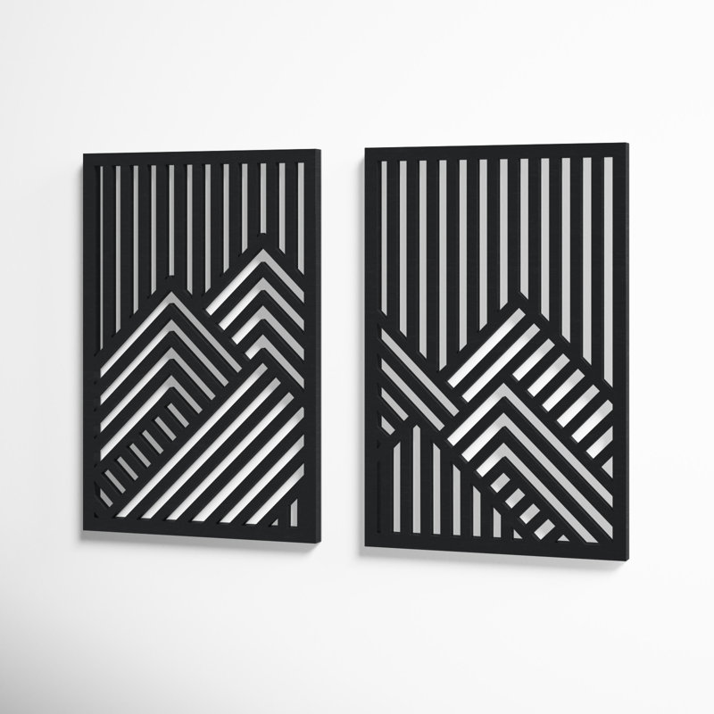 Black and Gray Modern Wood 2-Piece Wall Art Set