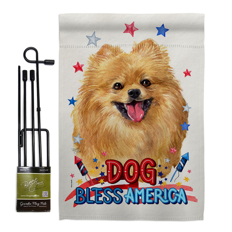 Drapeau de jardin patriotique en polyester Poméranien à 2 faces, H 40 po x l 28 po