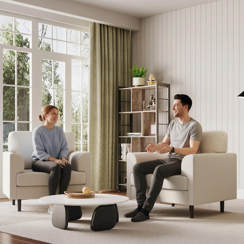 Fauteuil d'appoint avec accoudoirs de 38 po de largeur, fauteuil de lecture rembourré en lin pour le salon et le bureau