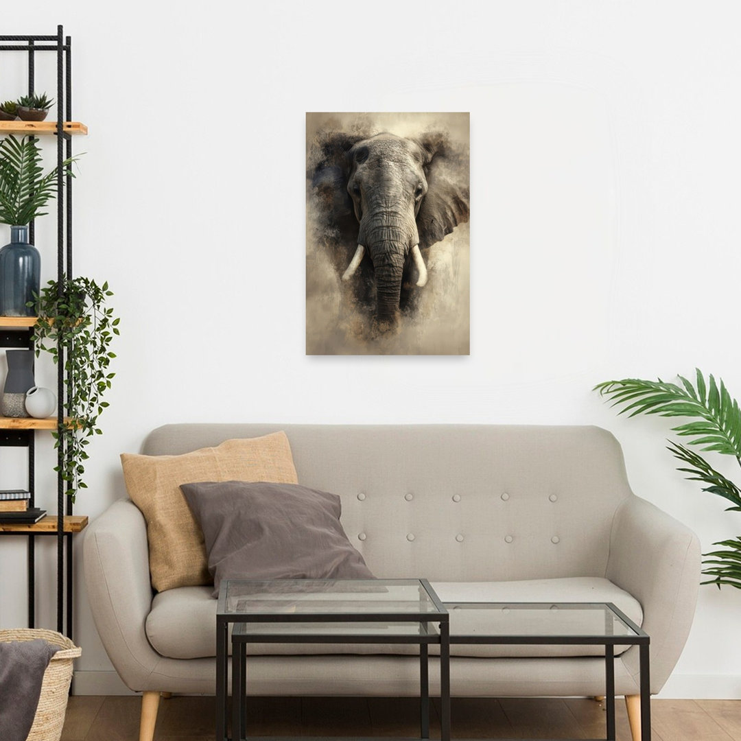 Majestic Elephant Portrait Contemporary Wall Art Print