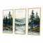 «Green Pine Trees Mist Morning I», ensemble d'art mural pin-107213692-107213682