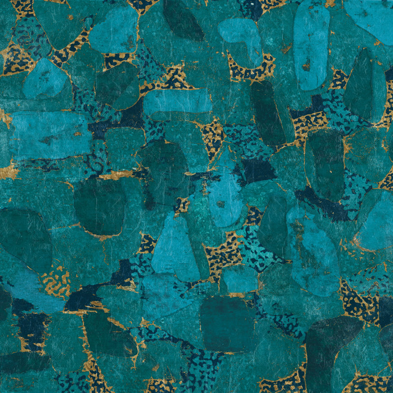 Gilded Stone Turquoise by Wild Apple Portfolio - Wrapped Canvas Painting, 91cm H x 91cm W