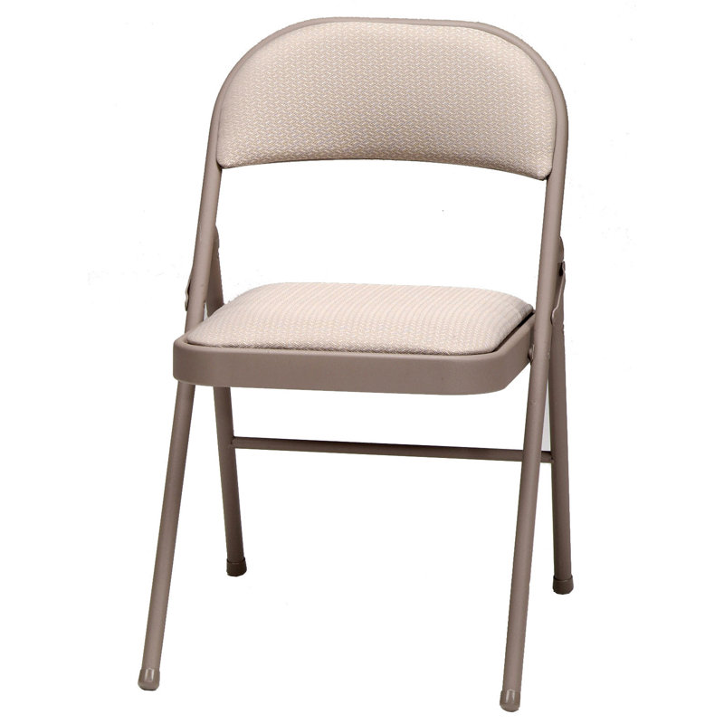 Hershel Sudden Comfort Deluxe Portable Metal Fabric Padded Folding Chair for Home, Outdoor, and Office, Gray