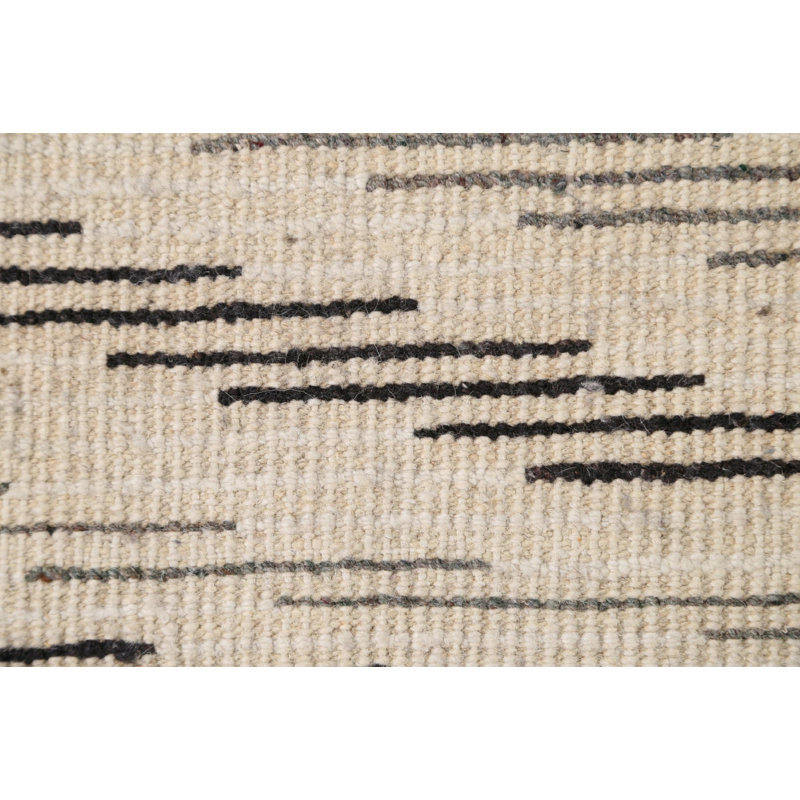 Tapis unique gris anthracite / noir en laine nouée à la main 9 pi 2 po x 12 pi 2 po New Age
