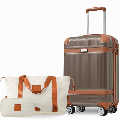 Hardshell Luggage Set 3-Piece, 20 Inch Carry-On Suitcase With Spinner Wheels TSA Lock, Lightweight Durable ABS For Travel Business, Copper Color