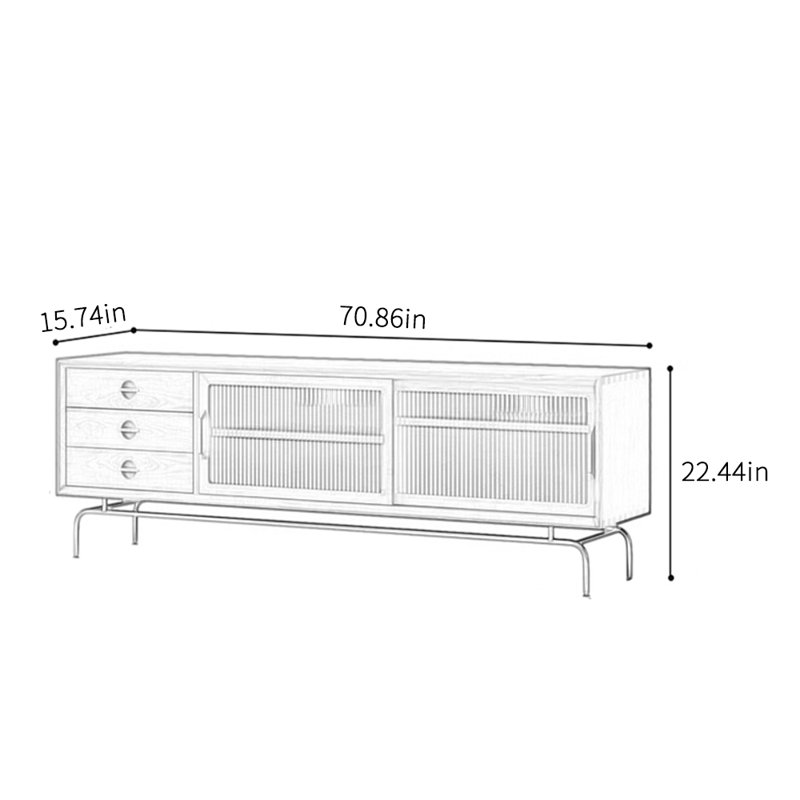 Meuble télé simple en bois massif, L 70,86 po