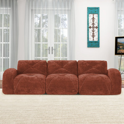 110-Inch Cloud Compression Sectional Sofa, Three-Seater Modern Modular Sofa, Upholstered Sofa For Living Room Or Bedroom, No Assembly Required.