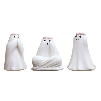 Halloween Resin Small Ghost Set Three Decorations Ghost Festival Garland Ghost Resin Decoration Home Decoration