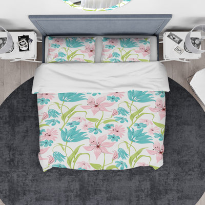 Ensemble de housse de couette designart fleurs drawing